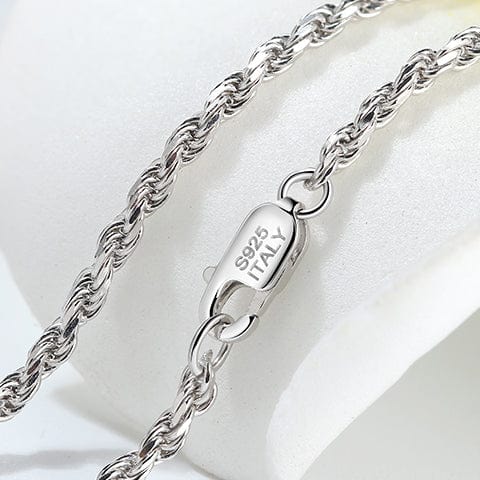 Italian 925 Sterling Silver - 1.5mm Diamond-Cut Rope Chain