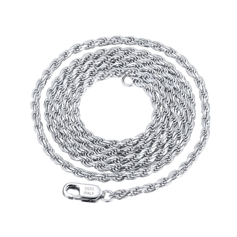 Italian 925 Sterling Silver - 1.5mm Diamond-Cut Rope Chain