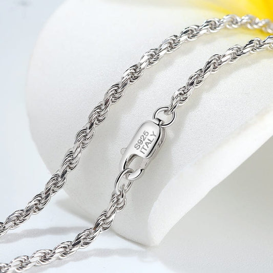 Italian 925 Sterling Silver - 1.5mm Diamond-Cut Rope Chain