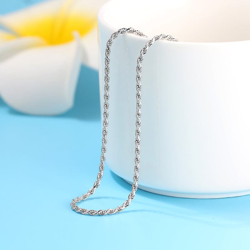 Italian 925 Sterling Silver - 1.5mm Diamond-Cut Rope Chain