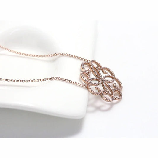 Flower Shape  Cubic Zirconia Diamond Jewelry - 925 Sterling Silver Necklace