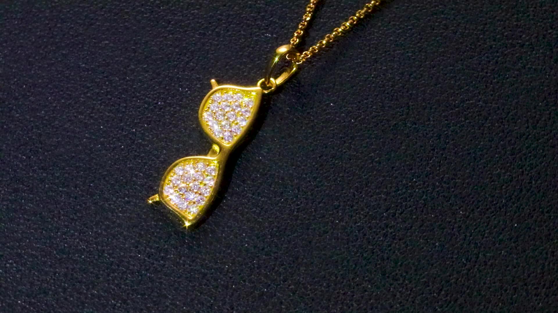Mini Glasses Gold Vermeil Sterling Silver 925 Moissanite Charm Necklace Pendant