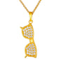 Mini Glasses Gold Vermeil Sterling Silver 925 Moissanite Charm Necklace Pendant