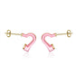 Minimalist Korean Earrings -= Seashell Solid Gold Pink Heart Shape Stud Earrings for Girls