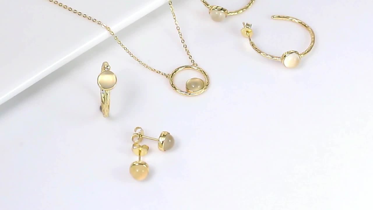 Minimalist  Moonstone Pendant - Solid Gold Necklace