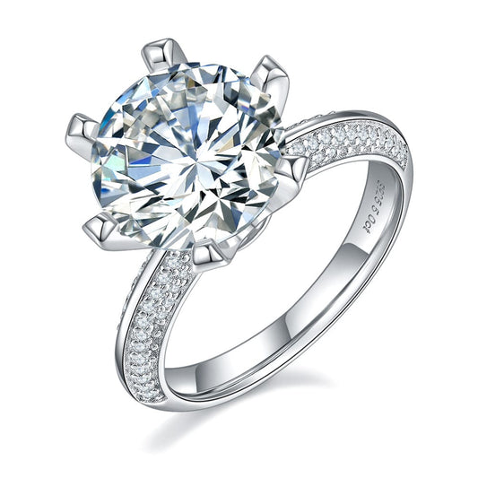 Sterling Silver Engagement Rings - 5ct VVS Moissanite Diamond  Ring