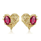 Natural Garnet love Stud - Solid Gold Heart Earring