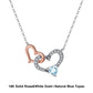 Necklaces 18+2 inches / L (18K) Pure Gold Natural Garnet  Necklace - Mossianite Diamonds Double Heart Pendant