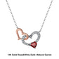 Necklaces 18+2 inches / R (14K) Pure Gold Natural Garnet  Necklace - Mossianite Diamonds Double Heart Pendant