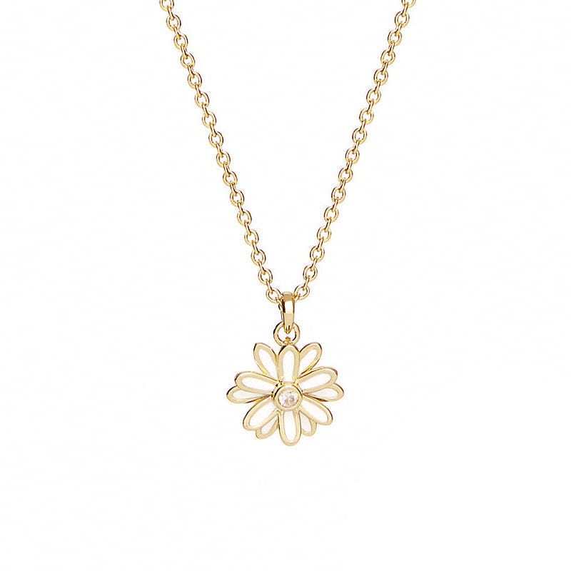 Necklaces 18inches / 14K Solid Gold 14K Gold Solid Flower  Necklace -  Moissanite Diamond  Pendant