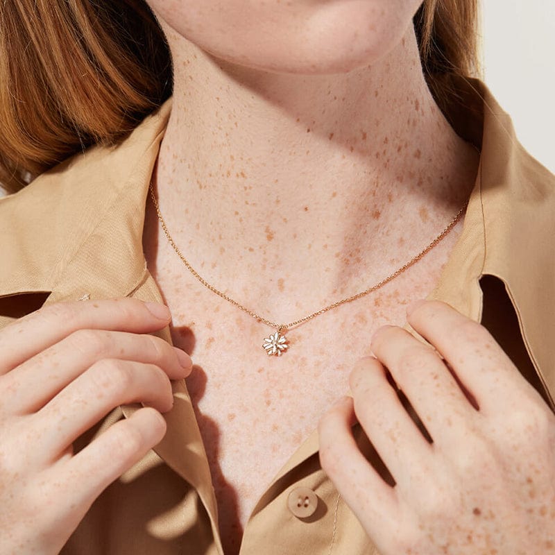 Necklaces 18inches / 14K Solid Gold 14K Gold Solid Flower  Necklace -  Moissanite Diamond  Pendant