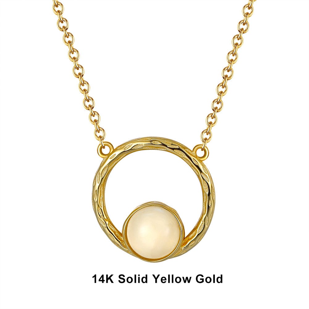 Necklaces 18inches / G (14K) Minimalist  Moonstone Pendant - Solid Gold Necklace