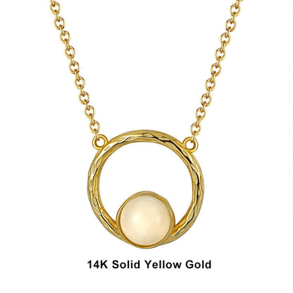 Necklaces 18inches / G (14K) Minimalist  Moonstone Pendant - Solid Gold Necklace