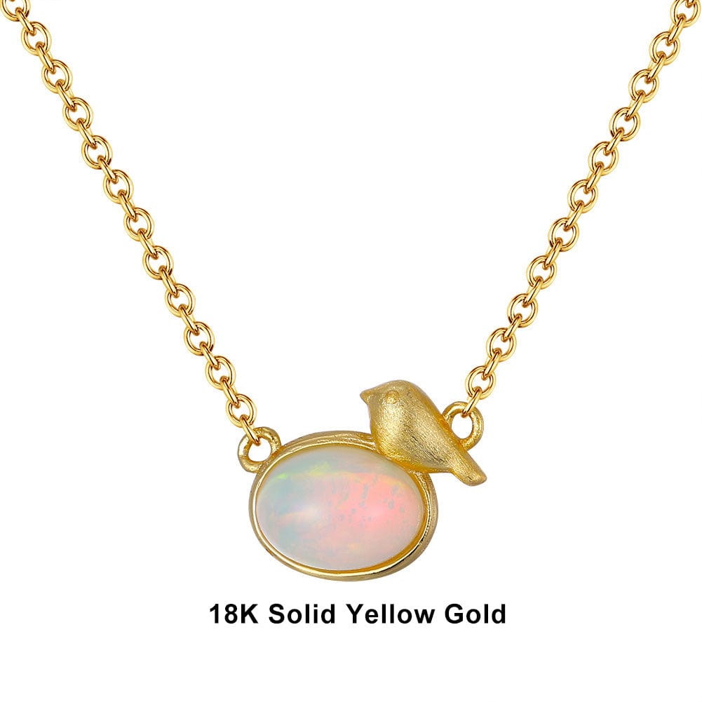 Necklaces 18inches / G (18K) Natural Opal Gemstone Pendant -  Solid Gold Necklace