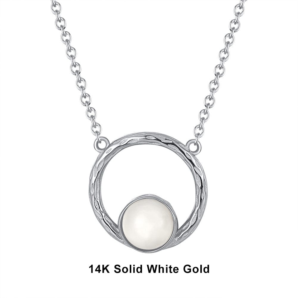 Necklaces 18inches / S (14K) Minimalist  Moonstone Pendant - Solid Gold Necklace