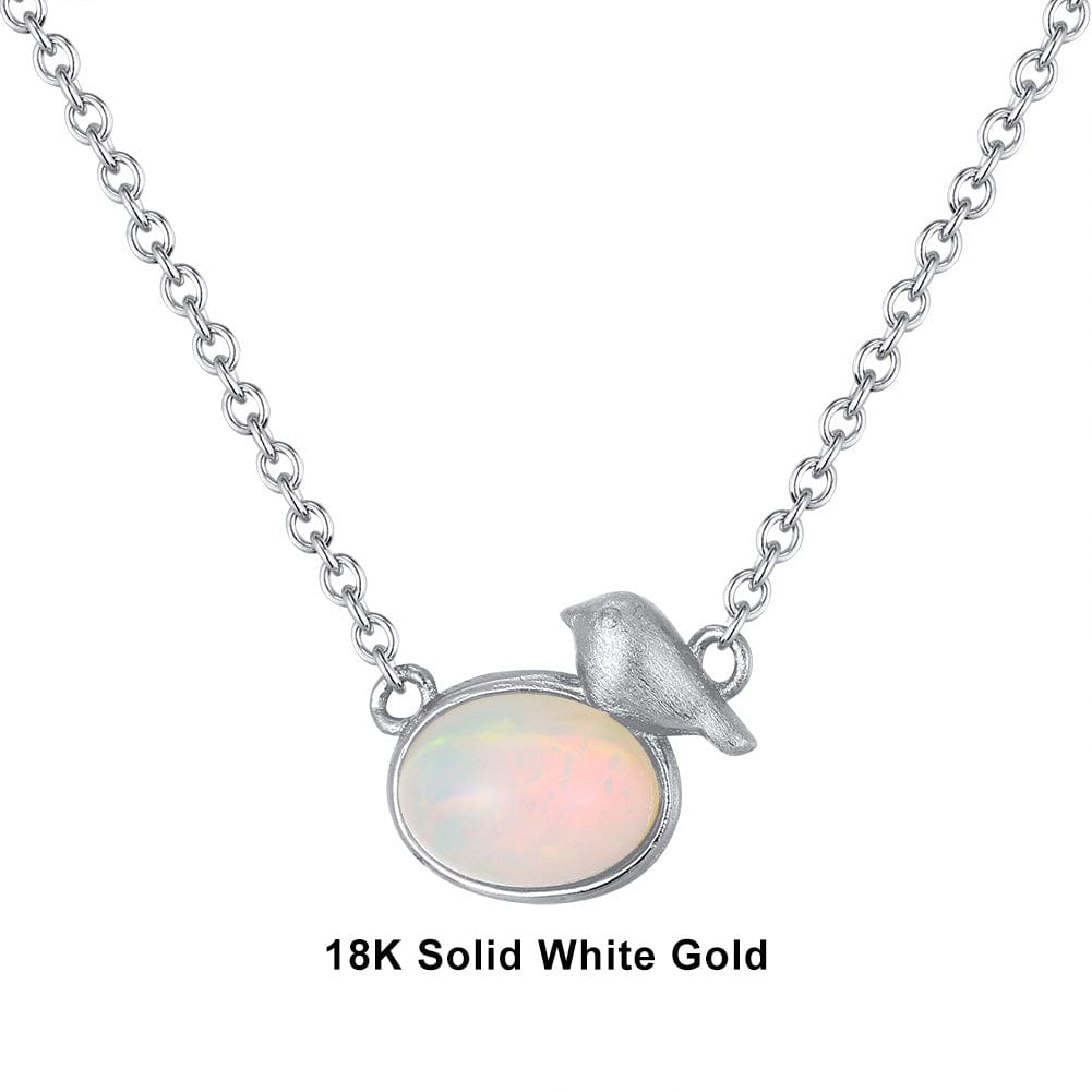 Necklaces 18inches / S (18K) Natural Opal Gemstone Pendant -  Solid Gold Necklace