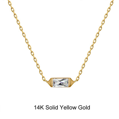 Necklaces G (14K) Moissanite Diamonds Pendant -Solid Gold Necklace