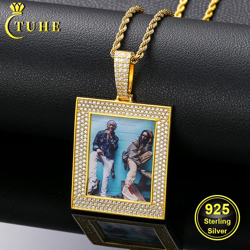 New Arrival 925 Sterling Silver Jewelry Hip Hop Sublimation Blanks Charm Picture Pendant Custom Photo Pendant