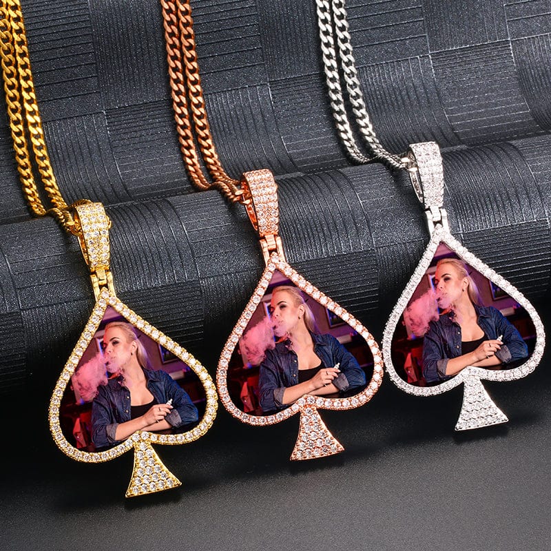 Peach-Heart Shape Hip Hop Jewelry Gold Plated Necklace Name Necklace Personalised Picture Pendant