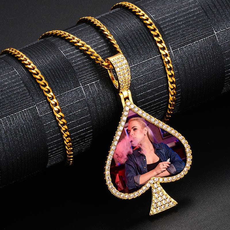 Peach-Heart Shape Hip Hop Jewelry Gold Plated Necklace Name Necklace Personalised Picture Pendant