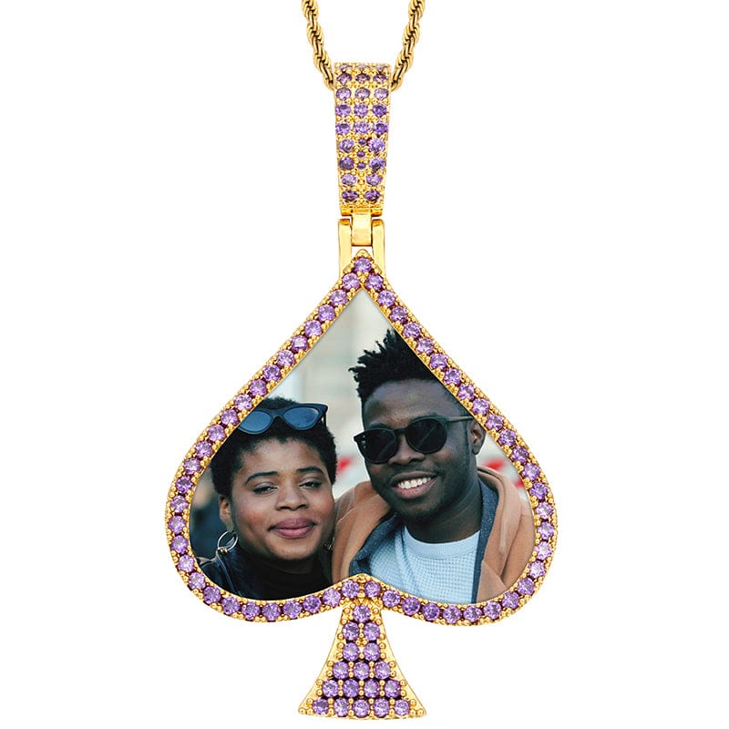 Peach Heart Simplicity Locket Necklace Photo Pendant Gold Filled Hip Hop Charms Iced Out Picture Pendant