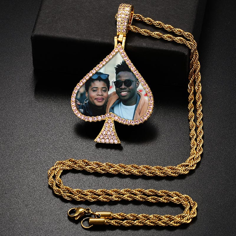 Peach Heart Simplicity Locket Necklace Photo Pendant Gold Filled Hip Hop Charms Iced Out Picture Pendant