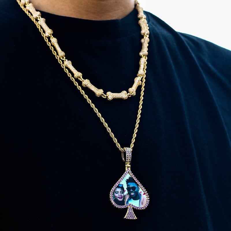 Peach Heart Simplicity Locket Necklace Photo Pendant Gold Filled Hip Hop Charms Iced Out Picture Pendant