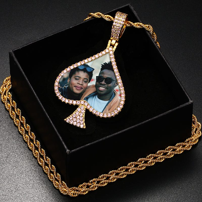 Peach Heart Simplicity Locket Necklace Photo Pendant Gold Filled Hip Hop Charms Iced Out Picture Pendant