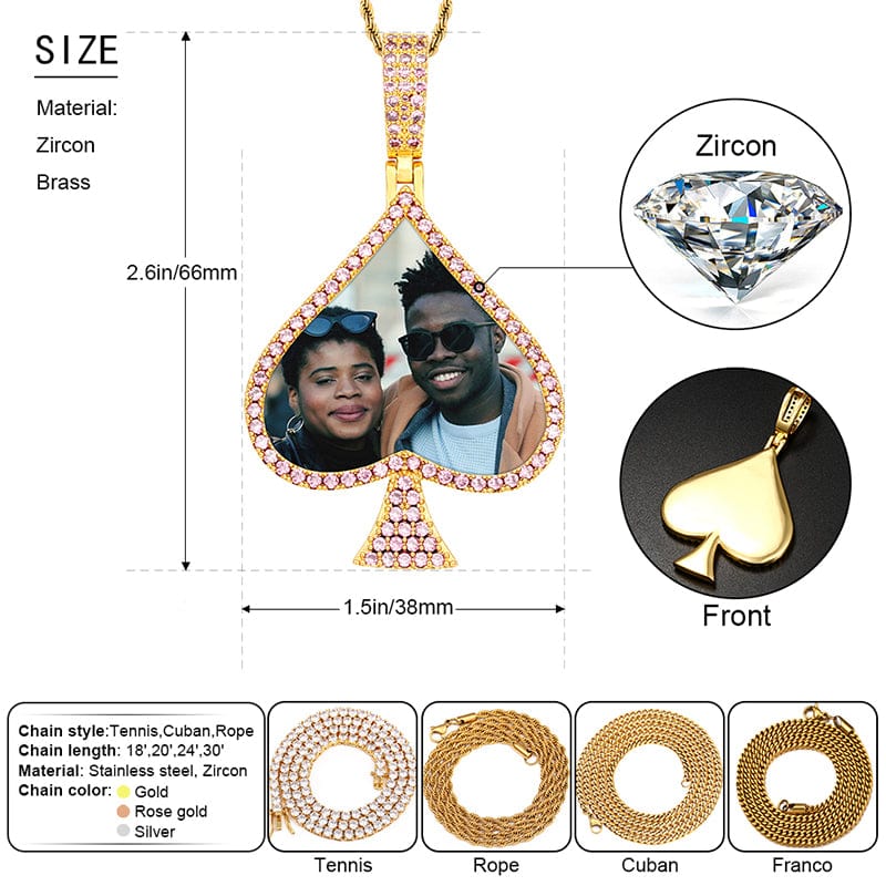 Peach Heart Simplicity Locket Necklace Photo Pendant Gold Filled Hip Hop Charms Iced Out Picture Pendant