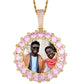Pink Gold Custom Round Shape Gold Plated Necklace Bling Silver Jewelry Picture Pendant For Men Women