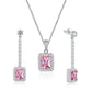 Pink RINNTIN SS7 Real S925 Sterling Silver Wedding Jewelry Set Cubic Zirconia Earrings Necklace Sets