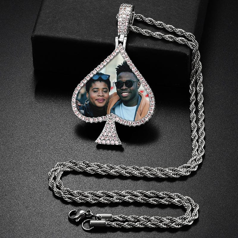 Pink Silver Peach Heart Simplicity Locket Necklace Photo Pendant Gold Filled Hip Hop Charms Iced Out Picture Pendant