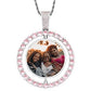 Pink Silver Two Sides Round Shape Gold filled Jewelry Necklace Hip Hop Charms Picture Pendant