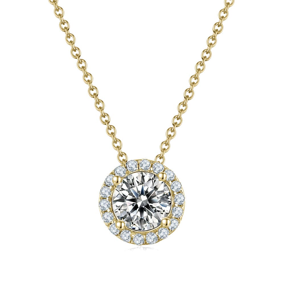Real Gold Necklace - Moissanite Diamond Pendant