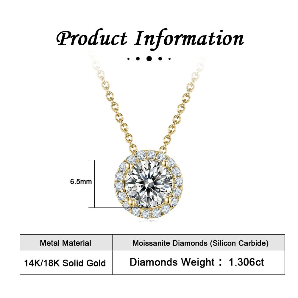 Real Gold Necklace - Moissanite Diamond Pendant