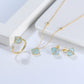 RINNTIN GM 100% Genuine Natural Aquamarine Set 925 Sterling Silver Necklace Gemstone Jewelry Set for Women Girls