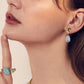 RINNTIN GM Hammered Sterling Silver Handmade Heart Jewelry Set 100% Genuine Natural Pear Shape Aquamarine Gemstone Necklace Set