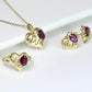 RINNTIN GMN07 Handmade Dainty Sterling Silver Heart Necklace Set Genuine Garnet Natural Gemstone Jewelry Set Gift for Women