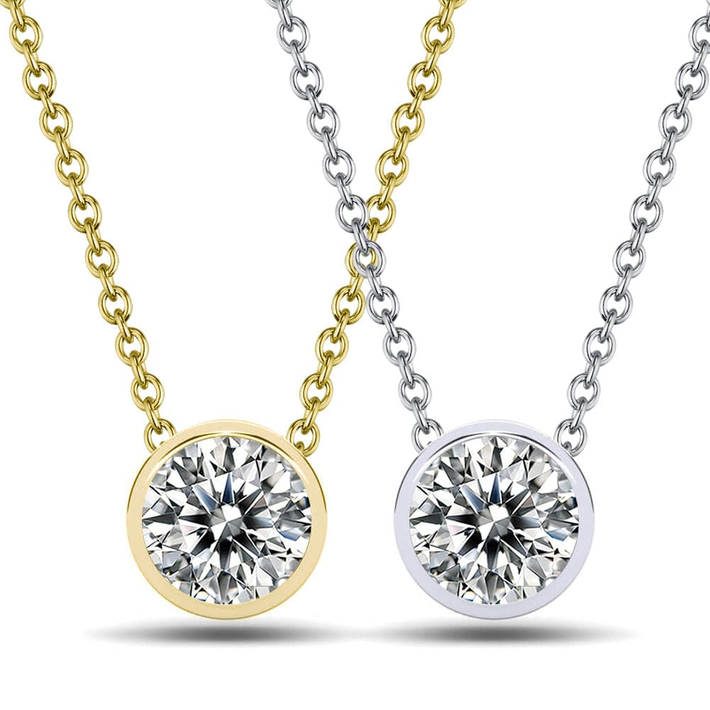 RINNTIN GN01 New Arrival 14K 18K Solid Gold Shape Ball Pendant 1.0 Carat D Color Round Brilliant Cut Moissanite Diamond Necklace