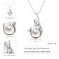 RINNTIN GP07 High Qulity 925 Sterling Silver Necklace Ring Earrings Freshwater Pearl Jewelry Set for Women 2021