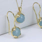 RINNTIN Handmade Hammered 925 Silver 10mm Gemstone Dangle Earrings Genuine Natural Aquamarine Bridal Wedding Jewelry Set