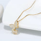 RINNTIN High Quality 14k Gold Plated 925 Sterling Silver Butterfly Necklace Earrings Jewelry Set for Women