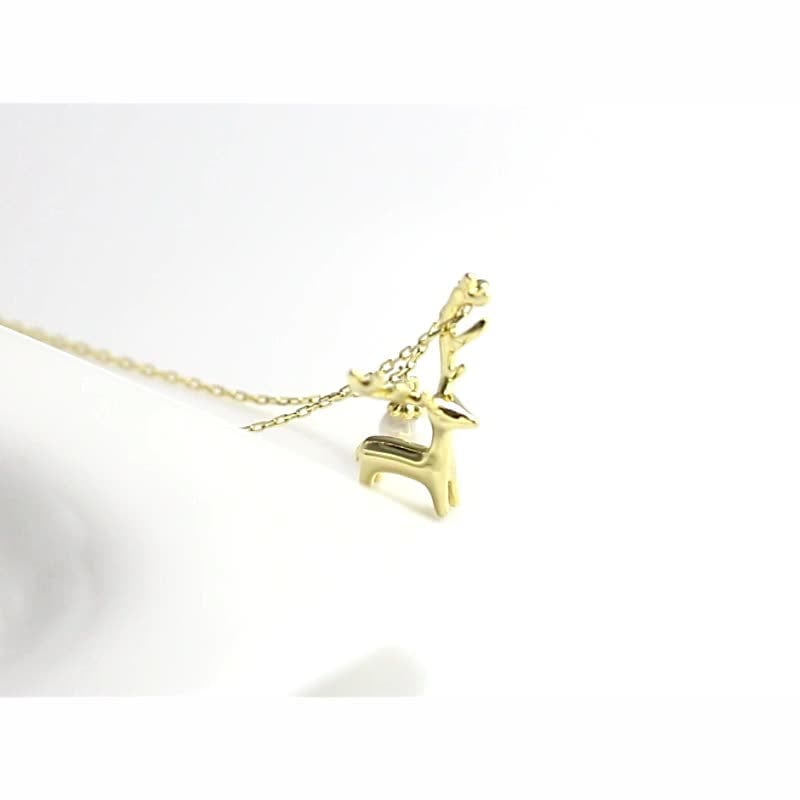 RINNTIN HON05 Christmas series Cute Animal Necklace Pure 925 Sterling Silver Pearl Necklace Jewelry
