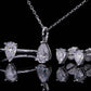 RINNTIN SMN34 925 Sterling Silver Wedding Set1.0CTW D-E Color Pear Cut Moissanite Earrings Necklace Set for Women
