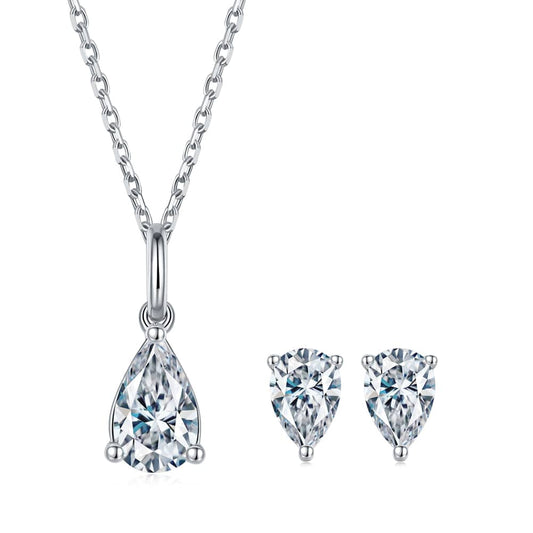 925 Sterling Silver Wedding Set - Moissanite Necklace