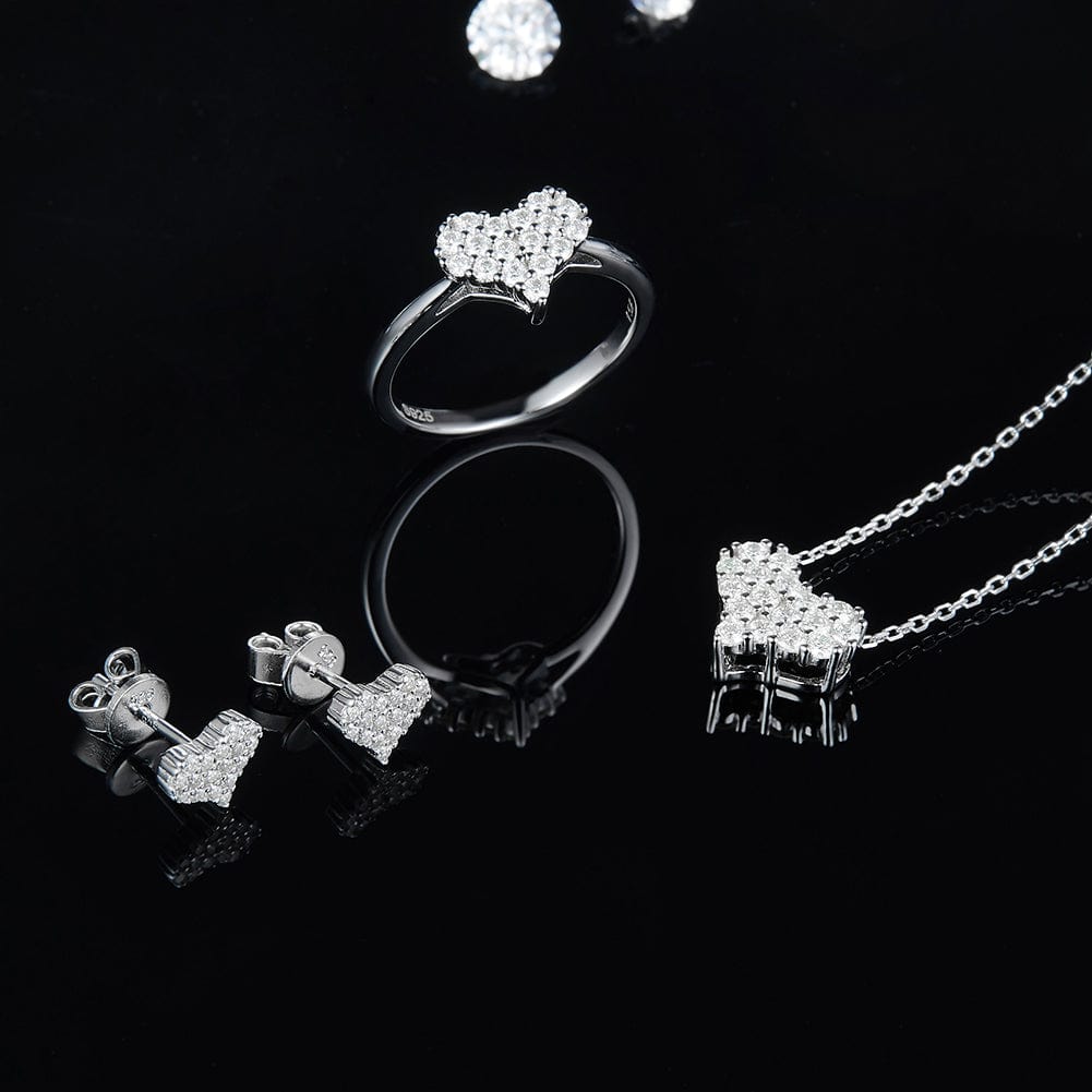 RINNTIN SMN35 Bridal Wedding Silver Jewelry Sets Necklace and Earrings Hypoallergenic Moissanite Necklace Earrings Jewelry Set