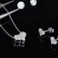 RINNTIN SMN35 Bridal Wedding Silver Jewelry Sets Necklace and Earrings Hypoallergenic Moissanite Necklace Earrings Jewelry Set