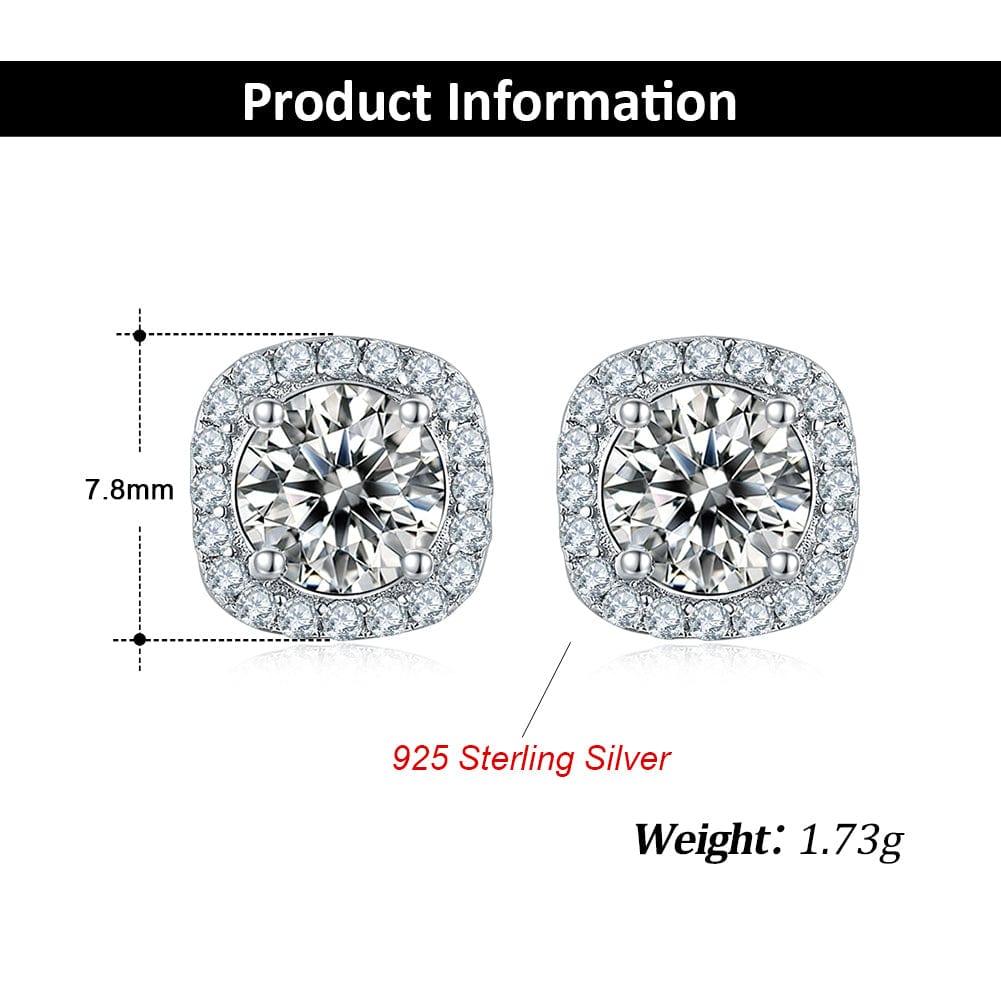 RINNTIN SMN38 Dainty Jewelry Gift Woman Set 925 Sterling Silver Moissanite Necklace Earrings Set