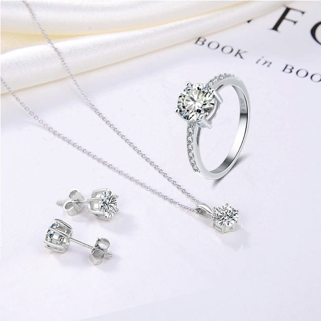 RINNTIN SS2 accesorios de dam dubai jewelry sets jewellery 925 silver zirconia ring earrings necklace wedding jewelry sets