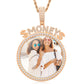Rose Gold 18K Gold Plated Copper CZ Crystal Money Picture Pendant Necklace